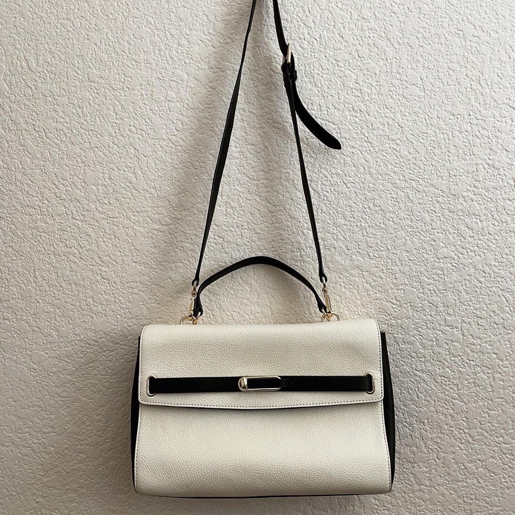 Talbots Leather Cream And Black Purse